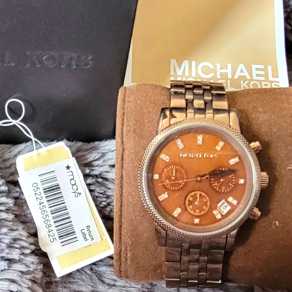 MK5547 Michael KorsRitz Chronograph Quartz Brown Dial Ladies Watch